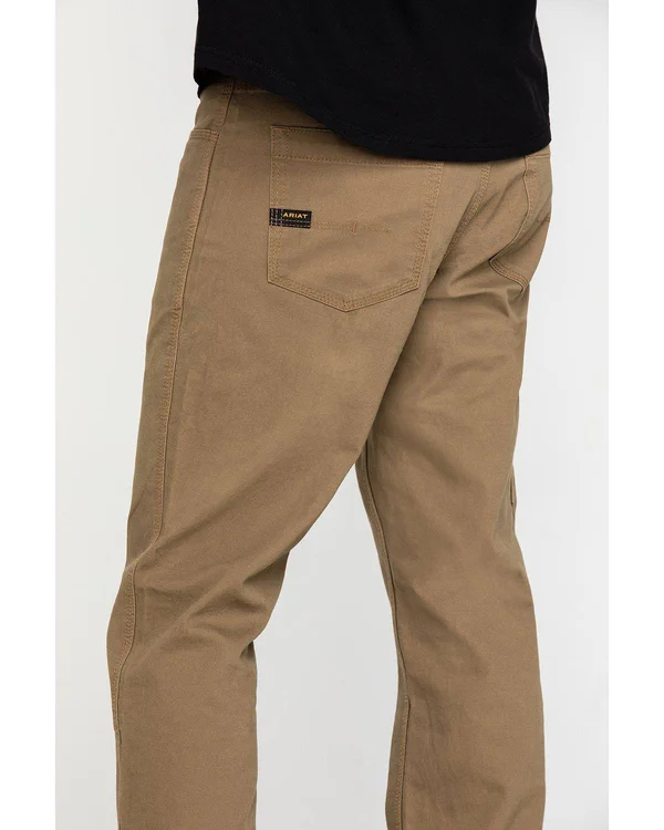 Ariat Men's Rebar M4 Khaki Low Rise DuraStretch Made Tough Stackable Straight Leg Pant