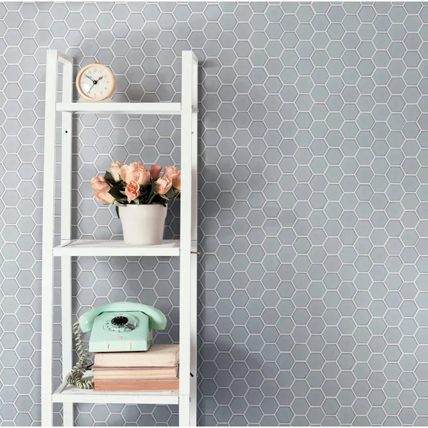 SomerTile FPLH2X40 Hudson Due Hex 2 in. Silk White 11 in. x 12 in. Porcelain Mosaic Tile - 10