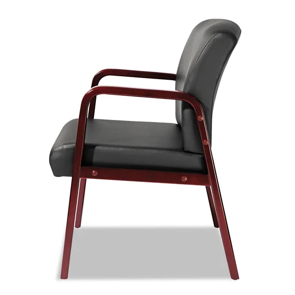 Alera Reception Lounge Series Guest Chair, Cherry/Black Leather, Size: 24 x 26 x 33.25