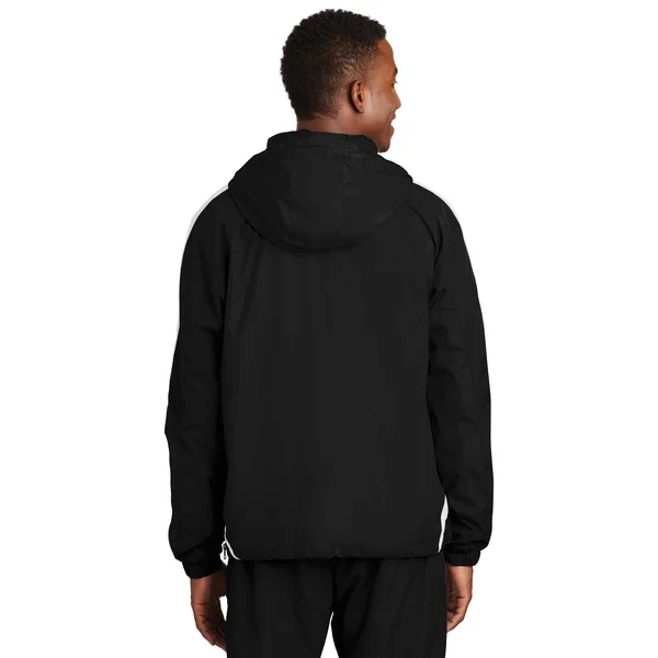 Sport Tek JST63 Colorblock Raglan Anorak - Black/White - 4XL