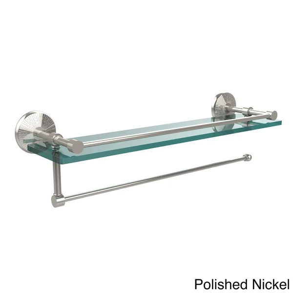 Allied Brass Prestige Monte Carlo Collection Paper Towel Holder with 22-inch Gallery Glass Shelf Polished Nickel