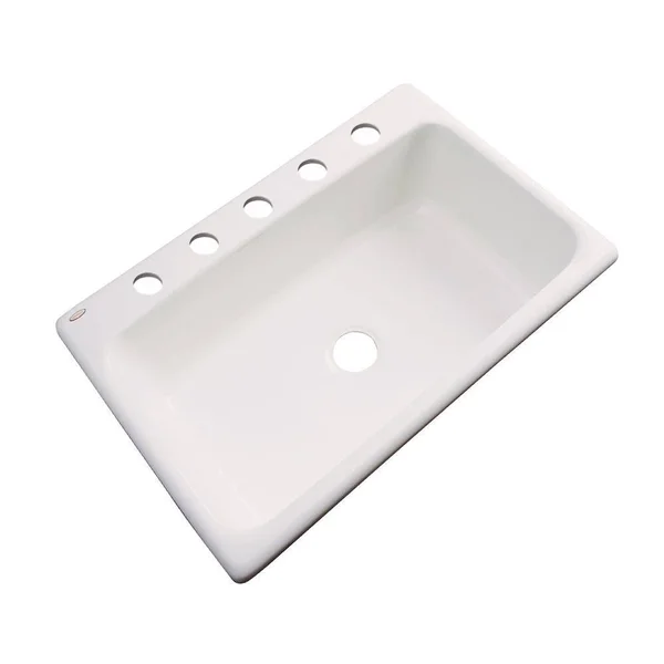 Thermocast Manhattan Drop-In Acrylic 33 in. 5-Hole Single Bowl Kitchen Sink in Almond - Brown 48502
