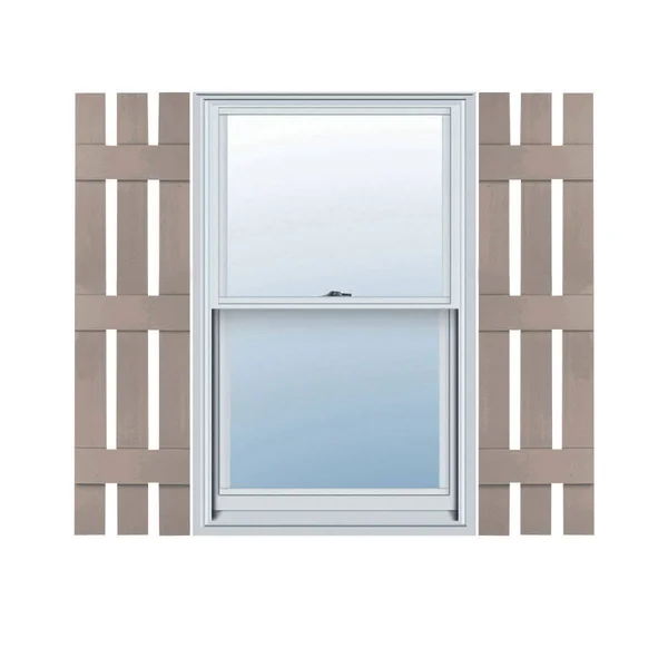 12 inchw x 57 inchh Lifetime Vinyl - Custom Three Board Spaced (3 Batten), Board-n-Batten Shutters, Clay