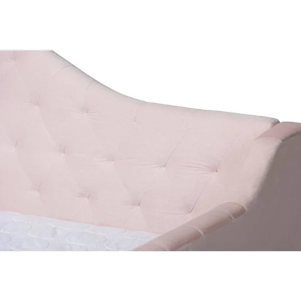 Baxton Studio Perry Velvet Upholstered and Tufted Daybed Light Pink, Size: Queen
