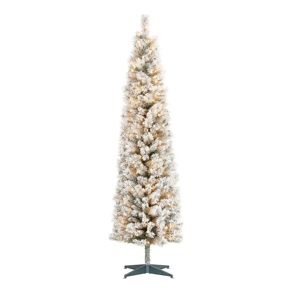 Holiday Time Pre-Lit Snow-Flocked Colorado Artificial Christmas Tree 7& White Lights