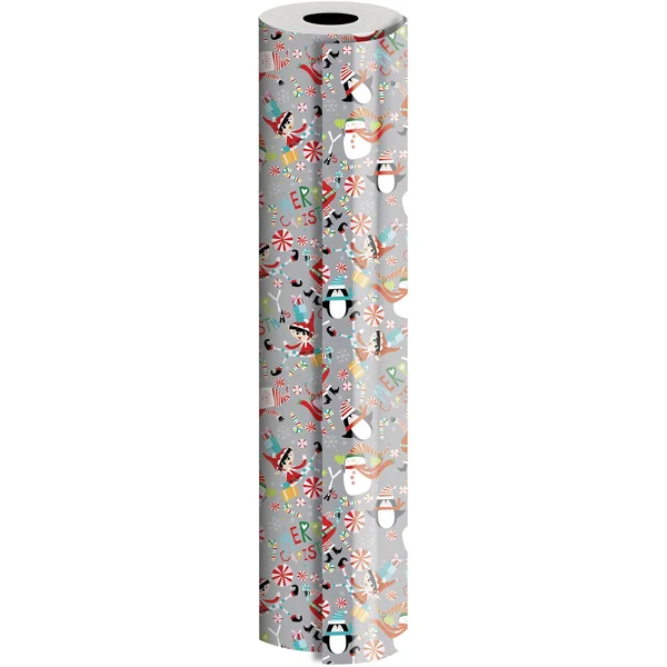Jillson & Roberts Bulk Ream Roll Christmas Gift Wrap Wrapping Paper - Santa & Snowmen Full Ream 833 ft x 24 in