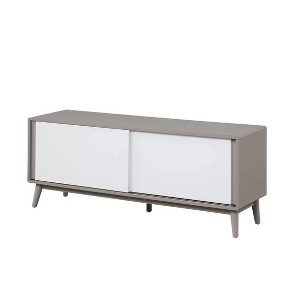 Brookside Madison Mid Century Modern TV Stand - Gray and White