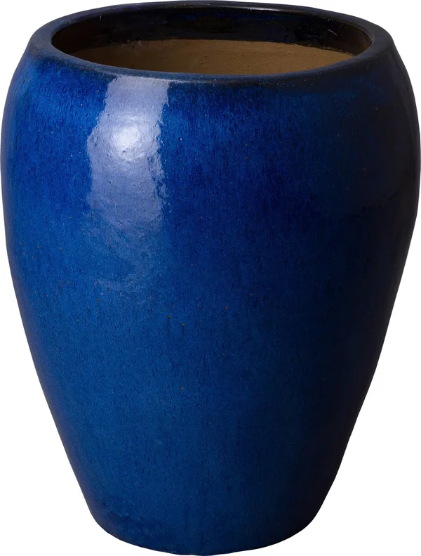 Emissary 30 in. Blue Round Ceramic Tapered Planter