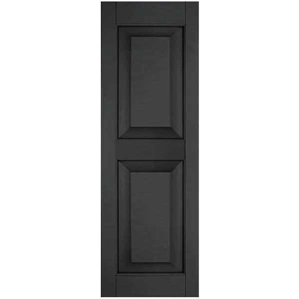 Ekena Millwork 12 in. x 31 in. Exterior Real Wood Sapele Mahogany Raised Panel Shutters Pair Black