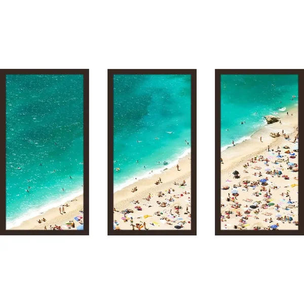 Beach Please XIII 3 Piece Framed Photographic Print Set Picture Perfect International Size: 25.5x22 H x 40.5x22 W x 1x22 D