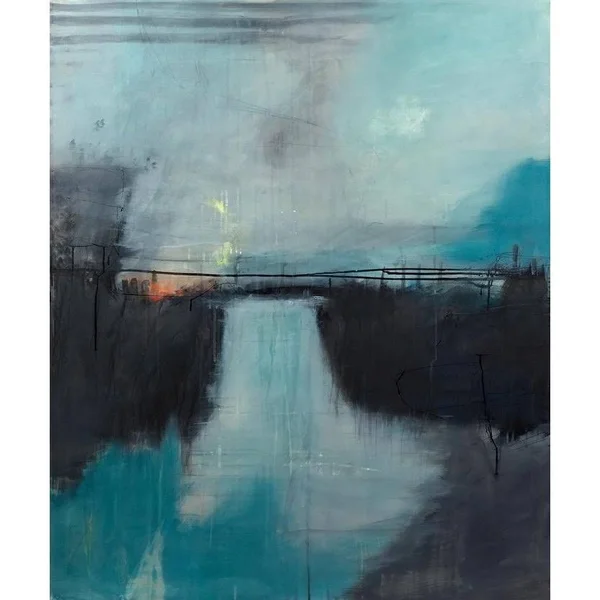 Easy Art Prints Sidsel Brix's 'Lake Anywhere' Premium Canvas Art - 24 x 20 - Modern Black Frame
