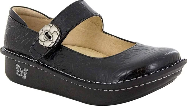 Alegria Women's Paloma Mary Jane Black Embossed Rose 37