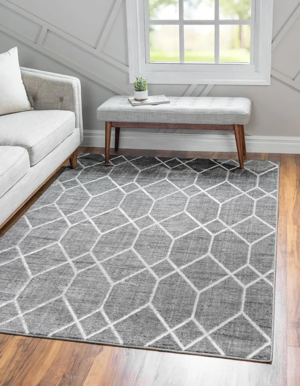 Unique Loom Matrix Trellis Deco Rug - Size: 7& 0 x 10& 0, Gray