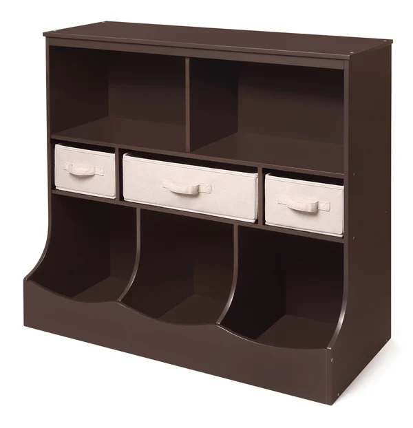 Badger Basket Combo Bin Storage Unit with 3 Baskets, Espresso
