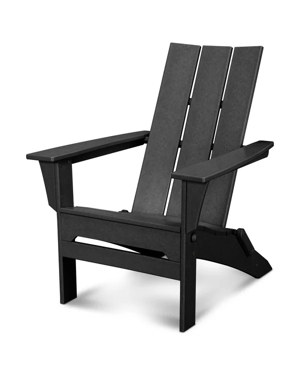 POLYWOOD Modern Folding Adirondack Chair - Black