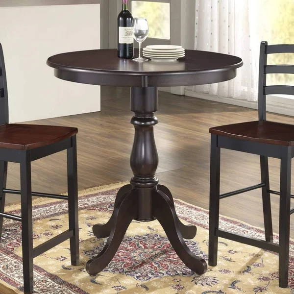 Carolina Chair & Table Fairview Antique Black 36x22 Round Pedestal Bar Table