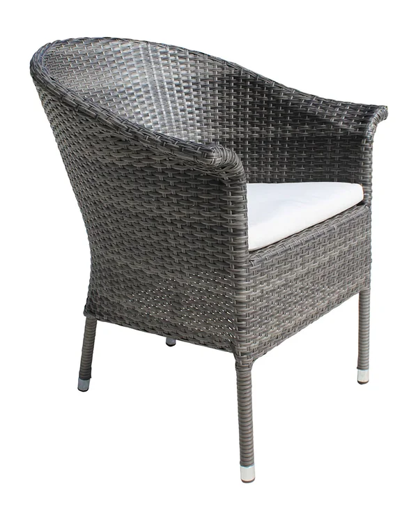 Ultra Stackable Woven Armchair with Cushion - Hospitality Rattan Patio 890-1130-GRY-CUSH/SU-726