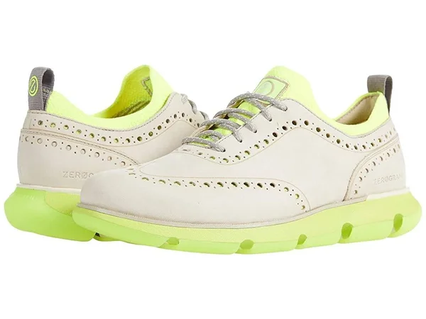 Cole Haan 4.Zerogrand Wing Tip Oxford Men's Shoes Cement Nubuck/Safety Yellow : 10.5 W - Wide