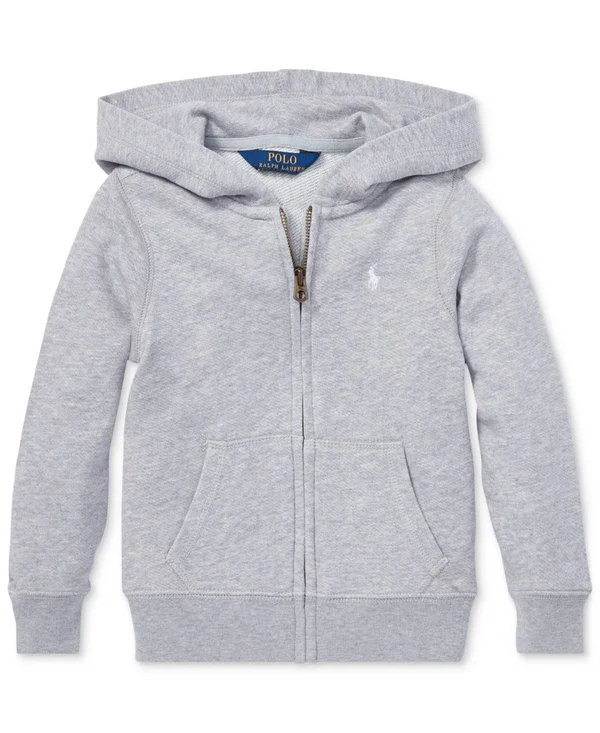 Polo Ralph Lauren Little Girls French Terry Hoodie - Light Grey Heather - Size 6