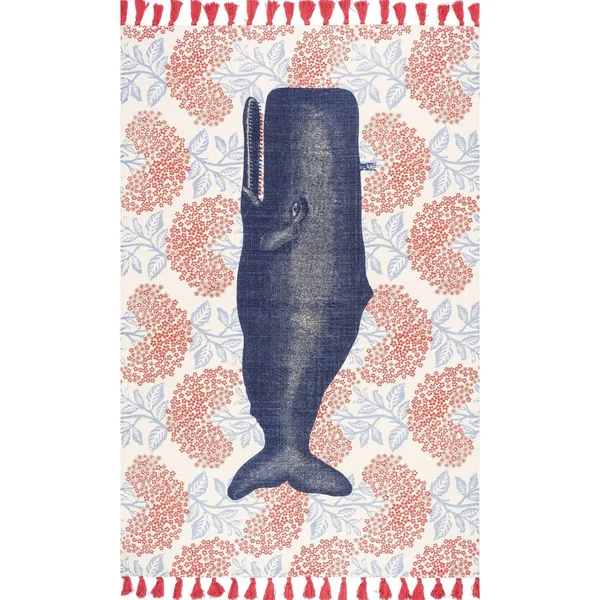nuLOOM Handmade by Thomas Paul Cotton Printed Whale Area Rug - 2& 6x22 x 6& Runner - Multi