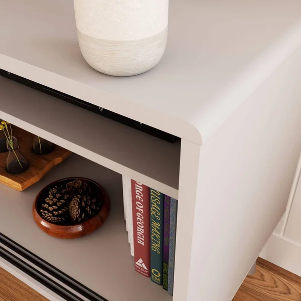 Brookside Madison Mid Century Modern TV Stand - Gray and White