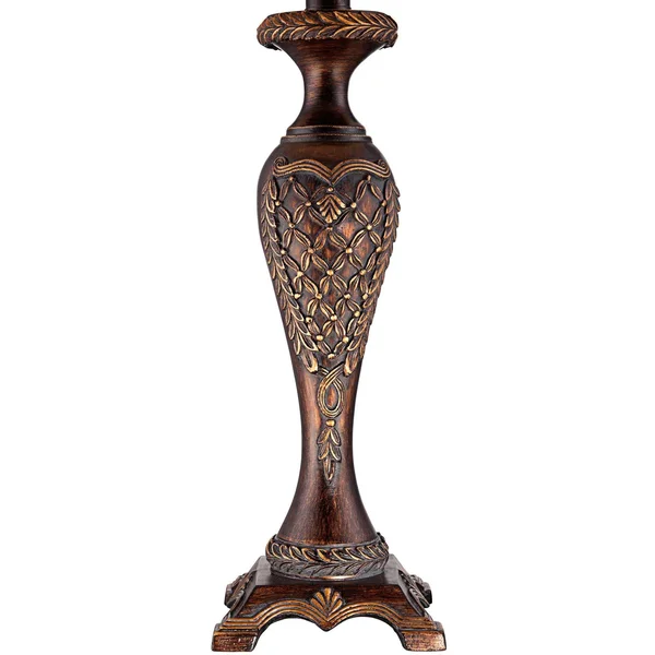 Regency Hill Traditional Accent Table Lamp Dark Bronze Candlestick Floral Detail Bell Shade for Living Room Family Bedroom Bedsi