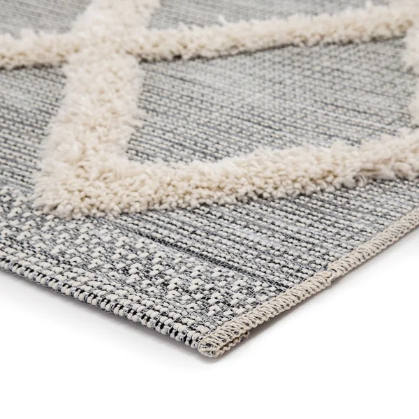 Ackley Indoor/ Outdoor Trellis Gray/ Cream Area Rug - 5&3x22 x 7&6x22