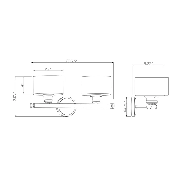 Forte Lighting-5748-02-04-Zane - 2 Light Bath Vanity Black Finish with Clear Glass