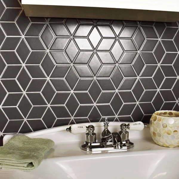 SomerTile 10.5x12.125-inch Victorian Rhombus Matte Grey Porcelain Mosaic Floor and Wall Tile (10 tiles/9.04 sqft.) Case
