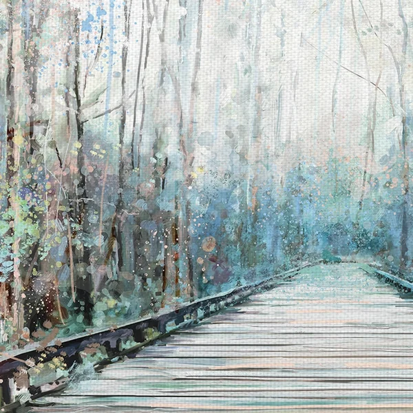 Masterpiece Art Gallery Summer Journey Forest Path by Studio Arts Canvas Art Print - Size: 17 inch x 34 inch