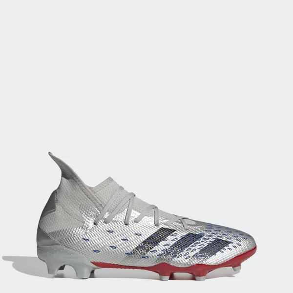 Adidas Predator Freak .3 FG Firm Ground Soccer Cleats Metallic Silver/Core Black/Team Royal Blue - 13