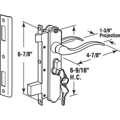Prime Line K 5438 - Security Door Latch - Contemporary, Black, Keyed