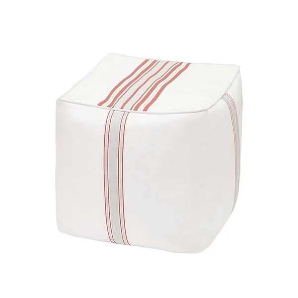 Madison Park Newport Printed Stripe 3M Scotchgard Outdoor Square Pouf