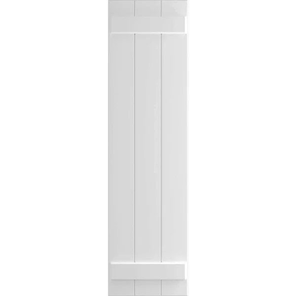 Ekena Millwork CWB15X055WHC 15x22W x 55x22H Exterior Four Board (2 Batten) Composite Board-n-Batten Shutters (Per Pair) - White