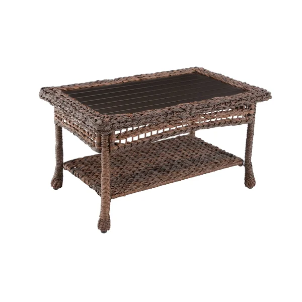 W Unlimited Modern Concept Faux Sea Grass Rattan Coffee Table, Brown