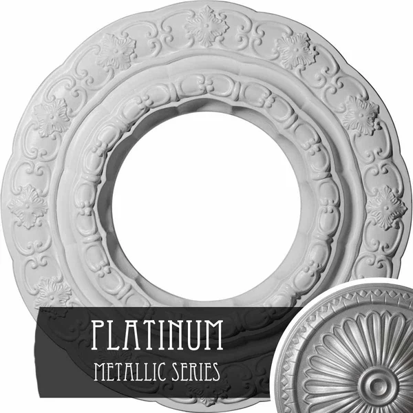 15 3/8x22OD x 7x22ID x 1x22P Lisbon Ceiling Medallion (Fits Canopies Up to 7x22), Hand-Painted Platinum
