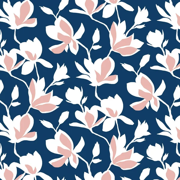 Floral Square Throw Pillow Navy/Blush - Skyline Furniture