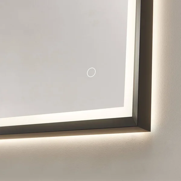 Vinnova Como Rectangle LED Lighted Accent Bathroom/Vanity Wall Mirror - 24x22, Matte Black