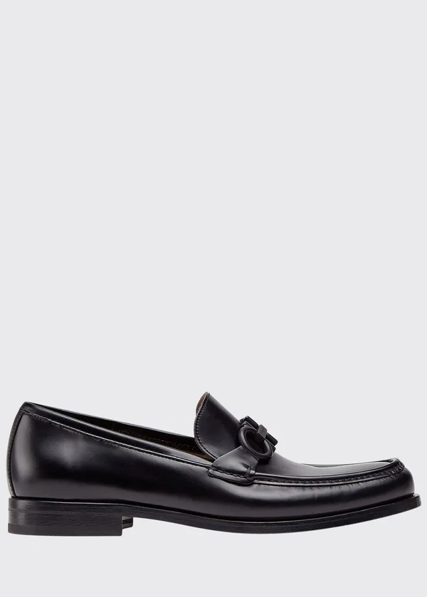 Salvatore Ferragamo Men's Rolo 10 Leather Loafers - Nero - Size 11.5