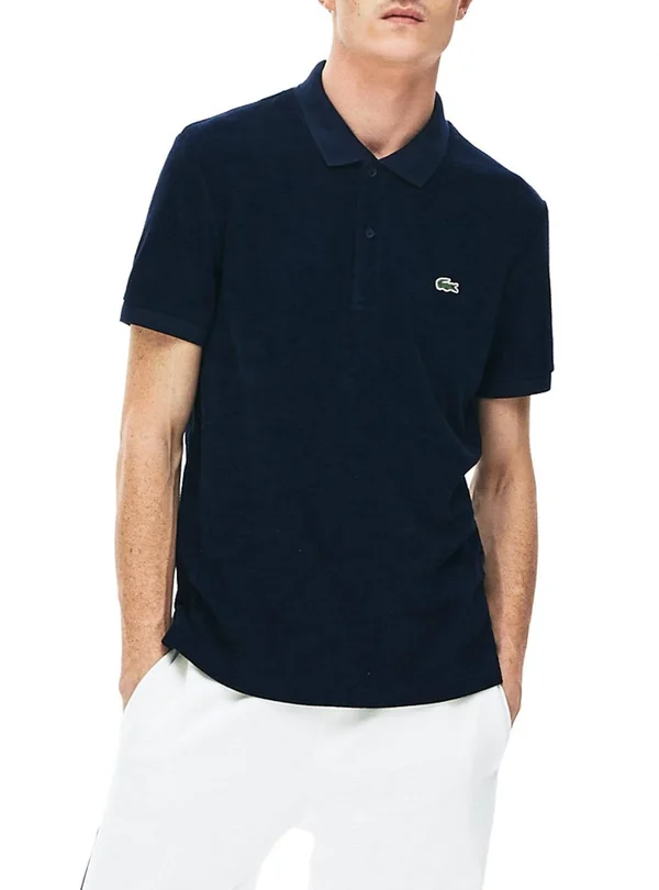 Lacoste Cotton Fleece Blend Regular Fit Polo Shirt, Navy| PH5474-166