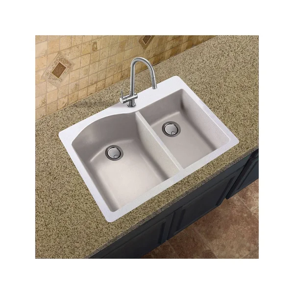 Transolid Aversa Granite 33-in Drop-In Kitchen Sink in Cafe Latte