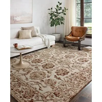 Engli Floral Hand Hooked Wool Cream/Brown Area Rug Charlton Home Rug Size: Rectangle 7&9x22 x 9&9x22