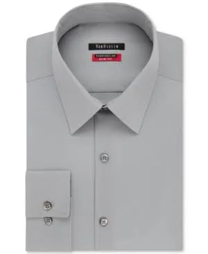 Van Heusen Men's Slim-Fit Flex Collar Twill Dress Shirt - Gray 17.5 36/37