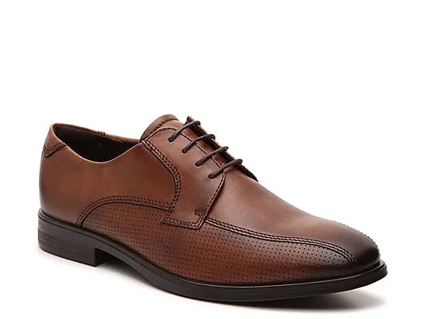 Ecco Melbourne Bicycle Toe Dress Shoes With Arch Support, Men's, Amber, Size: 11