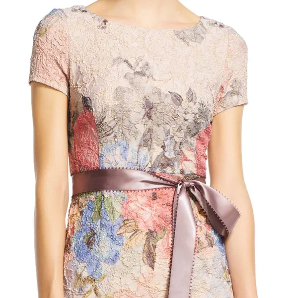 Adrianna Papell Floral Matelasse Gown, Blush Multi, Size: 2
