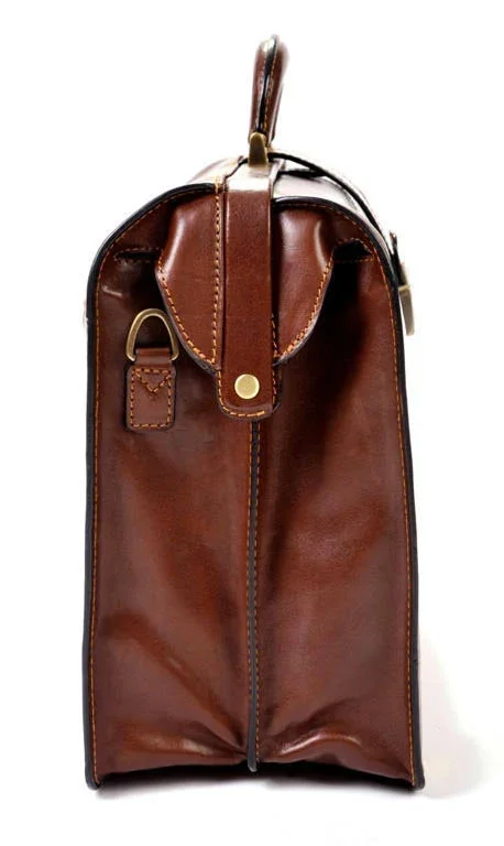 Tony Perotti Benevento 17 in. Leather Lawyer&s Briefcase (Cognac)