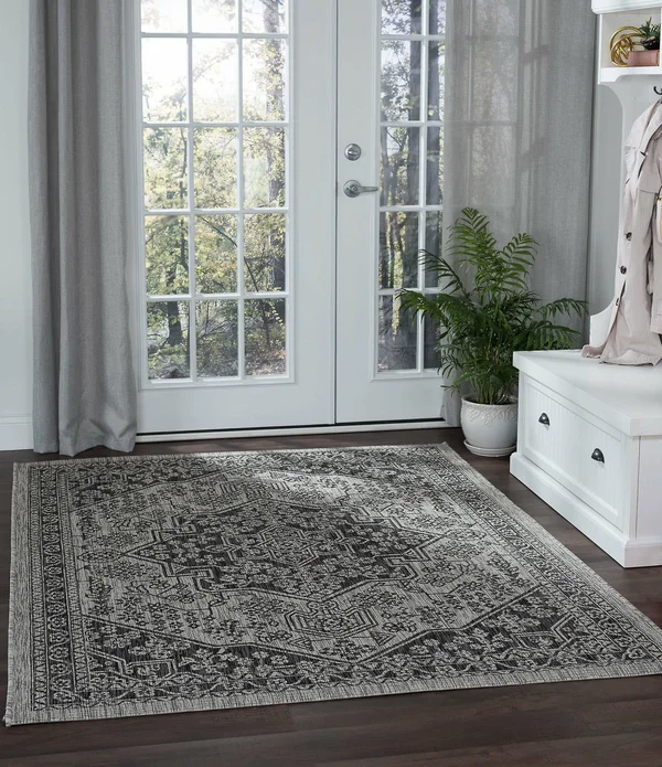 Tayse Veranda Vnd14 Indoor, Outdoor Area Rug Black, Size: 9 x 12 ft.