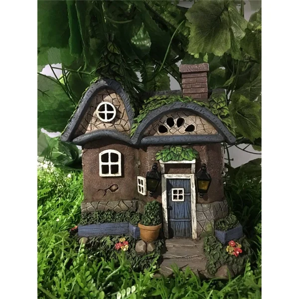 Hi-Line Gift Ltd. Fairy Garden - Cottage with Solar Lights