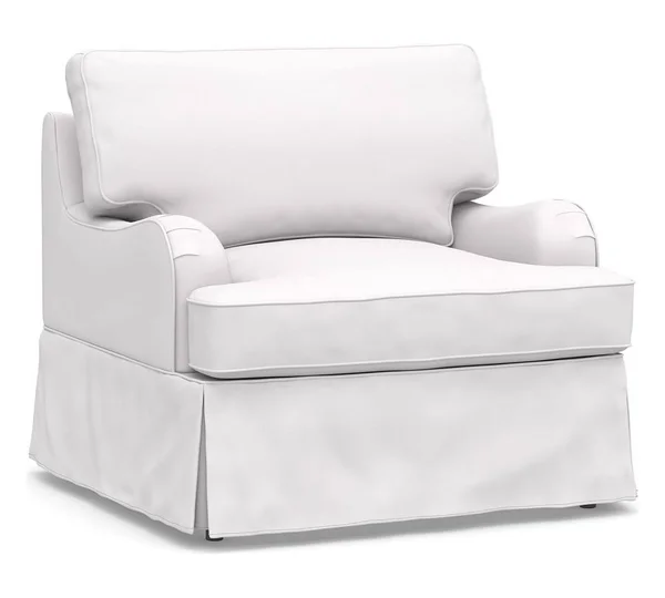 Soma Hawthorne English Arm Slipcovered Armchair - Polyester Wrapped Cushions, Twill White - Furniture - Chairs - Pottery Barn