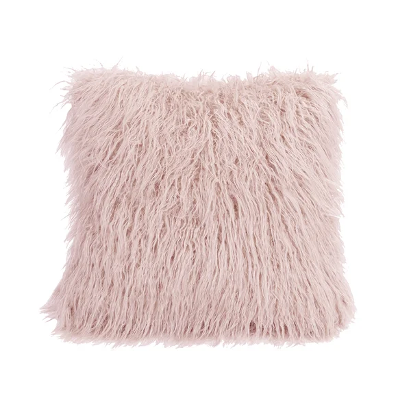 HiEnd Accents Mongolian Fur Pillow - Blush, 18" x 18"